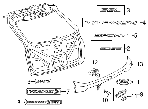 2015 Ford Edge Exterior Trim - Lift Gate Diagram