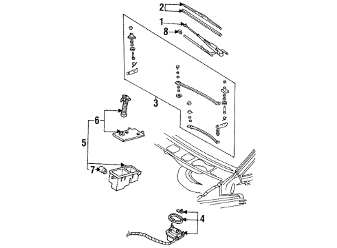 1987 Ford Aerostar Windshield - Wiper & Washer Components Diagram