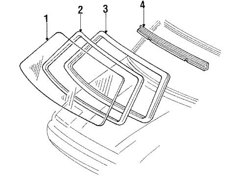 1990 Ford Probe Windshield Glass Diagram for E92Z-6103100-B