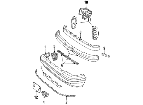 1991 Mercury Capri Cover Assembly Front Bumper Diagram for E9JY17D957A