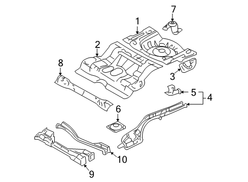 2008 Mercury Milan Rear Floor & Rails Diagram