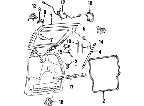 1999 Mercury Villager Lift Assembly - Gas Diagram for YF5Z-12406A10-AB