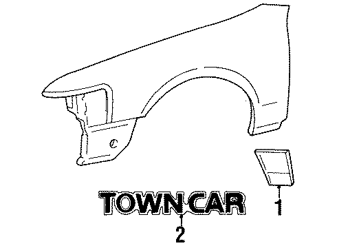 2002 Lincoln Town Car Self Adhesive Name Plate Diagram for F8VZ-16098-DA