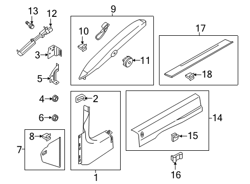 2018 Ford Mustang MOULDING - WINDSHIELD Diagram for KR3Z-6303599-AA