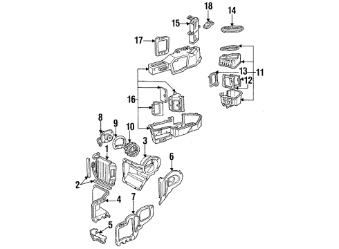 1992 Ford Crown Victoria A/C Evaporator & Heater Components Diagram