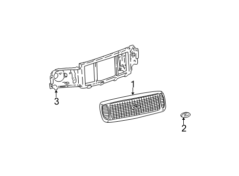 2001 Ford F-250 Super Duty Grille & Components Diagram