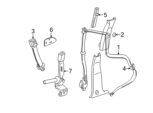 2002 Mercury Mountaineer Buckle Assy - Seat Belt Diagram for 1L2Z-7860044-AAA