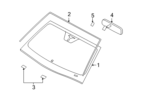 2014 Ford Mustang Windshield Glass Diagram