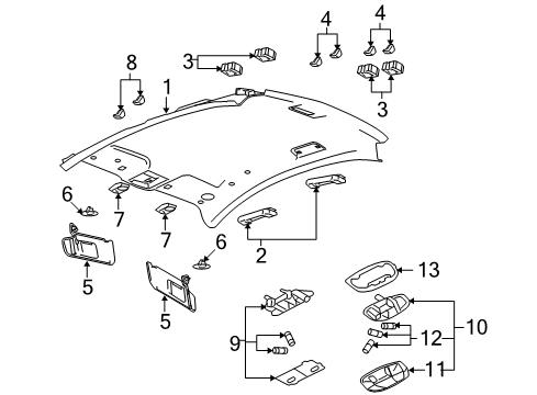 2009 Mercury Sable Interior Trim - Roof Diagram