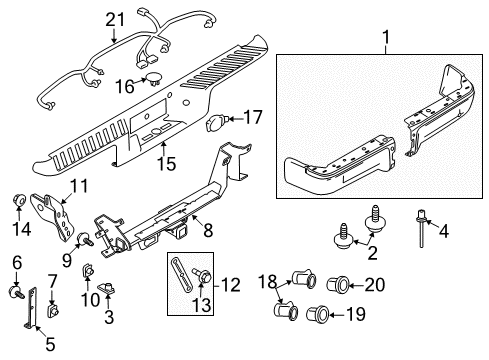 2013 Ford F-150 Bracket - Bumper Mounting Diagram for AL3Z-17788-A