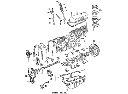 1984 Ford Bronco II Engine & Trans Mounting Diagram