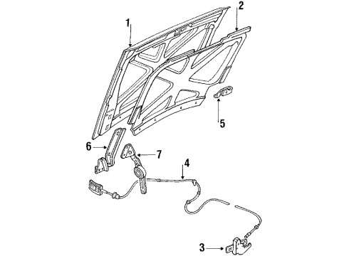 1988 Ford F-150 Hood & Components Diagram