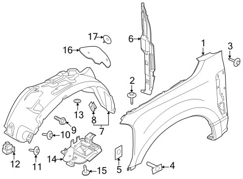 2023 Ford F-350 Super Duty Fender & Components Diagram