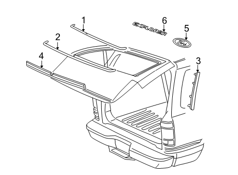 2001 Ford Explorer Exterior Trim - Lift Gate Diagram