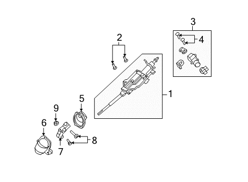 2008 Mercury Mariner Steering Column & Wheel, Steering Gear & Linkage Diagram 4 - Thumbnail