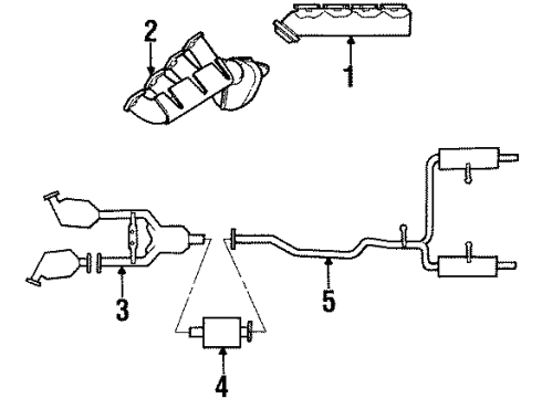 1996 Lincoln Mark VIII Catalytic Converter Assembly Diagram for F6LY-5F250-A