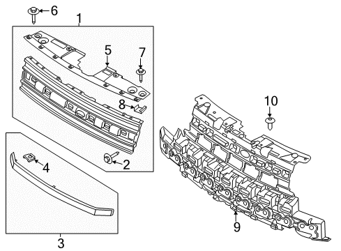 2013 Ford Flex Grille & Components Diagram