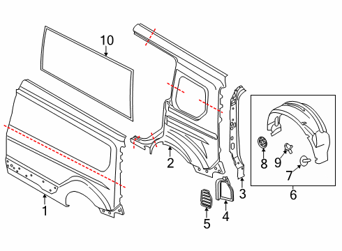 2020 Ford Transit Connect Side Panel & Components Diagram 4 - Thumbnail