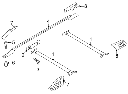 2010 Lincoln Navigator Cover - Roof Rack Slat Diagram for 7L7Z-7855183-AA