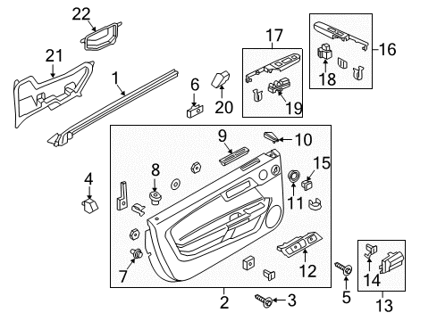 2018 Ford Mustang Panel Assembly - Door Trim Diagram for JR3Z-6323943-AA