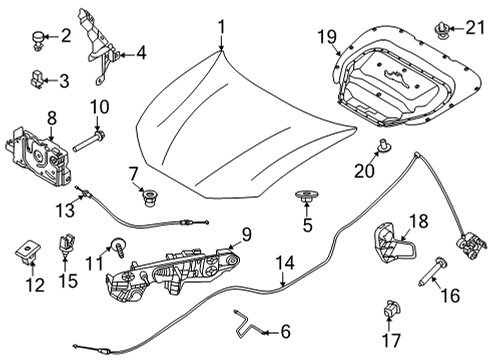 2023 Ford Mustang Mach-E Hood & Components Diagram