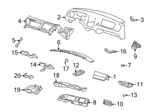 2011 Lincoln Town Car Louvre Assembly - Vent Air Diagram for 6W1Z-54046A76-AB