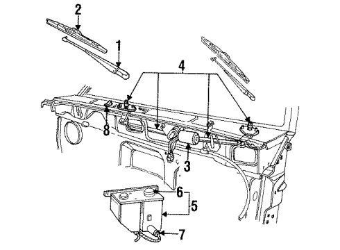 1992 Ford Explorer Windshield - Wiper & Washer Components Diagram