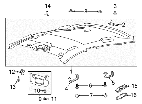 2013 Ford Fusion Sun Visor Assembly Diagram for DS7Z-5404104-FB