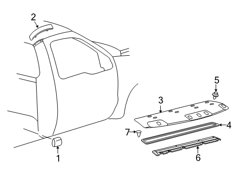 2001 Ford F-250 Super Duty Moulding - Roof Side Trim Diagram for YC3Z-2551728-PTM