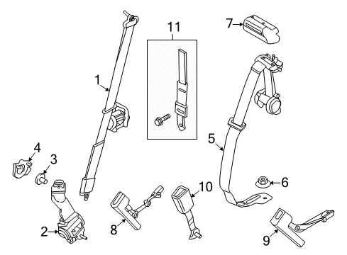 2019 Ford F-350 Super Duty Buckle Assembly - Seat Belt Diagram for FL3Z-1660044-GE