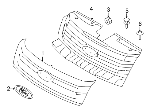 2008 Ford Taurus X Grille & Components Diagram