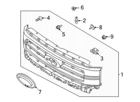 2021 Ford F-150 Grille & Components Diagram 3 - Thumbnail