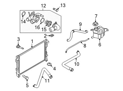 2008 Ford Taurus X Radiator & Components Diagram