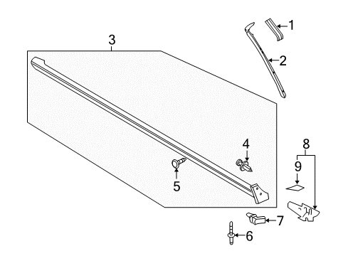 2014 Ford Mustang Exterior Trim - Pillars, Rocker & Floor Diagram