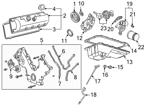 2005 Lincoln Town Car Oil Level Indicator Tube Diagram for 3W7Z-6754-DA