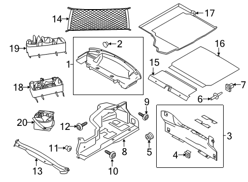 2016 Ford Mustang Cargo Organization - Without Subwoofer Diagram for FR3Z-6111600-AA