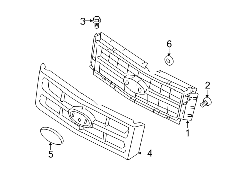 2009 Ford Escape Grille Panel Diagram 1 - Thumbnail