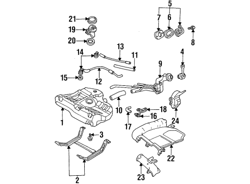 1994 Mercury Tracer Fuel System Components, Fuel Delivery Diagram 2 - Thumbnail