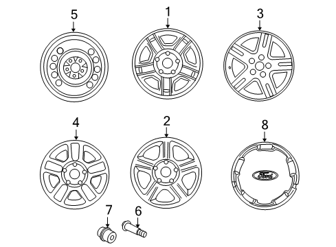 2007 Ford Escape Wheels, Covers & Trim Diagram 3 - Thumbnail