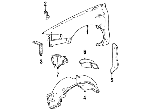 1996 Lincoln Continental BRACKET - FENDER MOU Diagram for F5OY16A204A