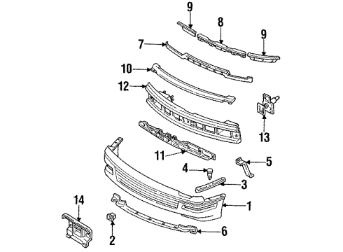 1990 Ford Probe Bracket License Plate Diagram for FO2Z17A385A