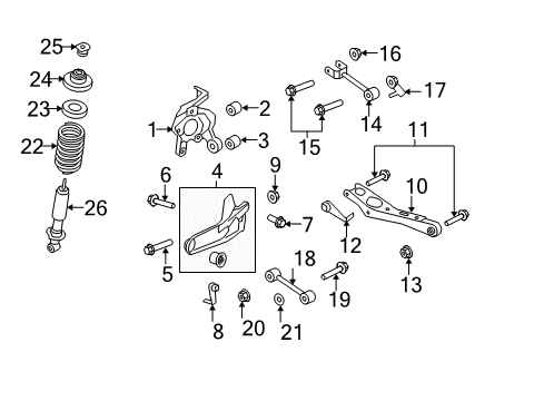 2010 Ford Explorer Rear Suspension Components, Lower Control Arm, Stabilizer Bar Diagram 1 - Thumbnail