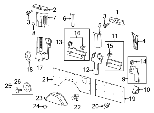 2019 Ford Transit-150 TRIM - "D" PILLAR Diagram for CK4Z-61311A59-BE