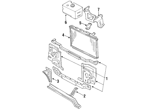 1990 Ford Probe Radiator & Components, Radiator Support Diagram