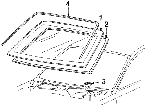 1996 Ford Mustang Windshield Glass, Reveal Moldings Diagram