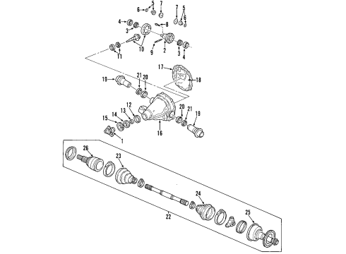 2000 Lincoln LS Gear And Pinion Assembly Diagram for XW4Z-4209-GA