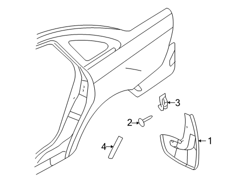 2009 Mercury Sable Kit - Mudflap Diagram for 8G1Z-16A550-A