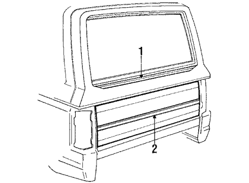 1989 Ford Bronco Tail Gate & Hardware, Exterior Trim Diagram