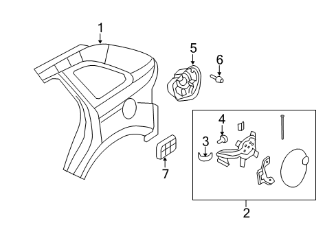 2007 Ford Edge Quarter Panel & Components Diagram