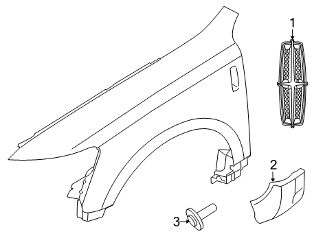 2015 Lincoln MKT Moulding Assembly - Fender Diagram for AE9Z-16A039-AA